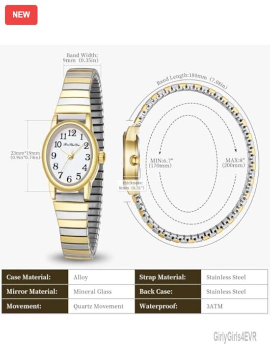 Women\'s Stretch Band Watch - Easy Reader 30mm Analog Quartz with Stainless